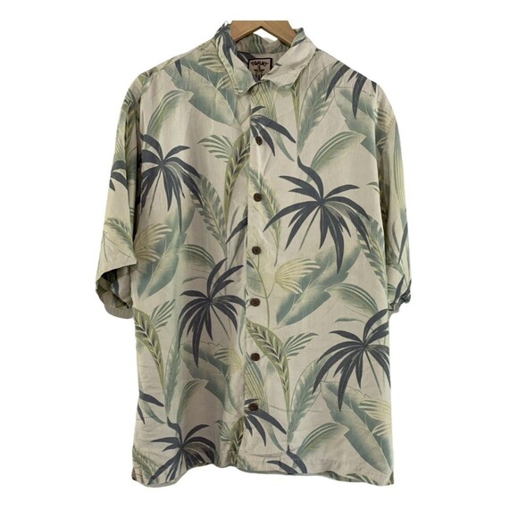 Tommy Bahama Palm Floral 100% Silk Button Down Hawaiian Shirt Men’s Size Medium - Picture 1 of 8